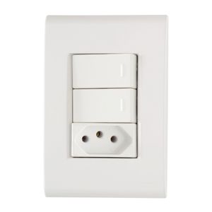 Conjunto Interruptor Duplo + Tomada Liz Branco 57170/071 20A Tramontina