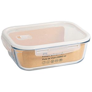 Pote de Vidro Retangular Hermético com Tampa de Plástico Marchand 2260ml