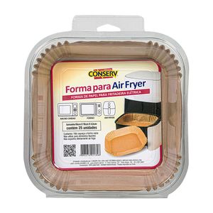 Forma Descartável para Air Fryer Quadrada 16x16x4,5 Conserv 25 unidades