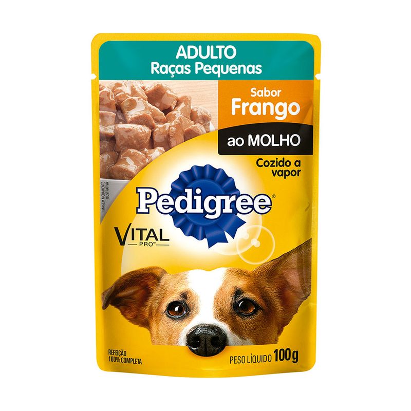 Racao-Umida-para-Caes-Pedigree-Adultos-Racas-Pequenas-Frango-ao-Molho-Sache-110g-Zaffari-00