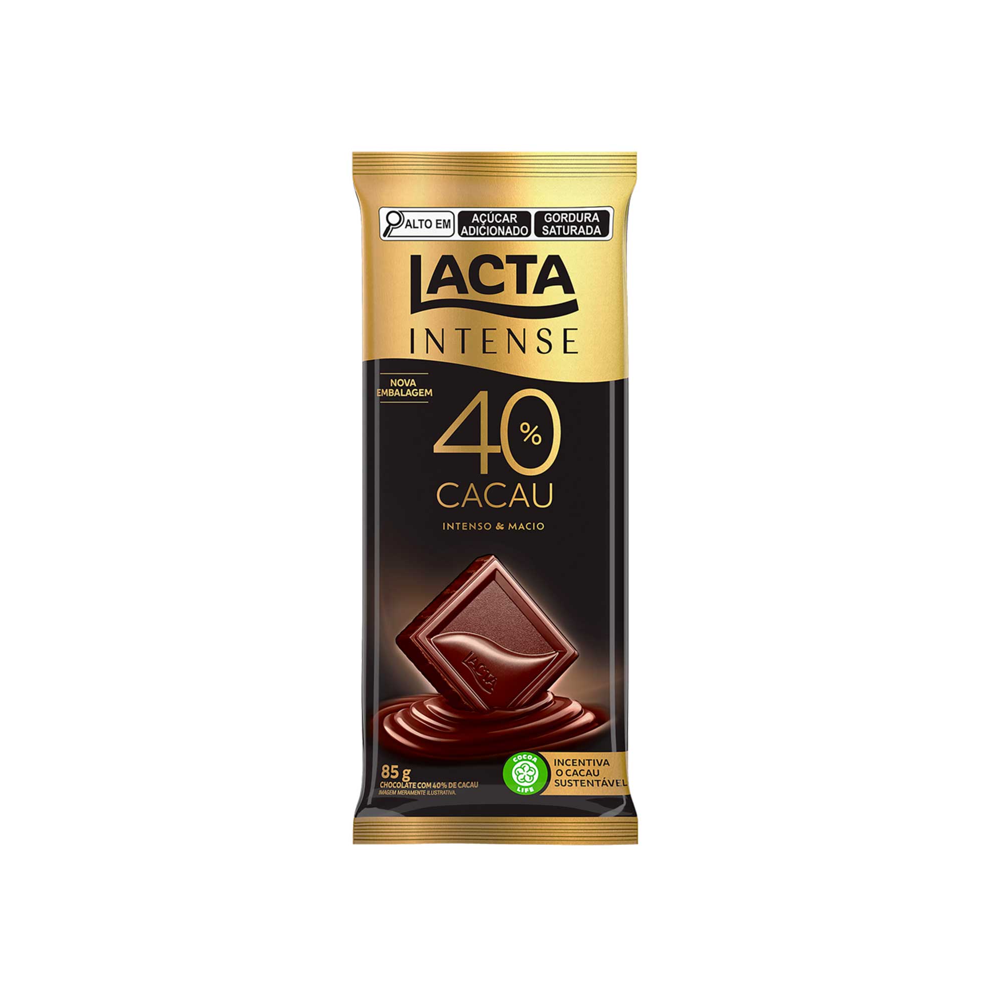 Chocolate 40% Cacau Lacta Amêndoas e Caramelo Salgado Intense 85g