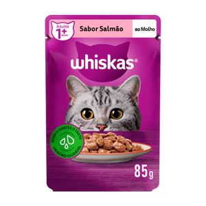 Ração Úmida para Gatos Whiskas Salmão com Molho 1+ Anos Sachê 85g