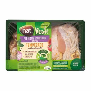 Filé de Coxa e Sobrecoxa de Frango Temperado com Pele Resfriado Nat Verde 700g