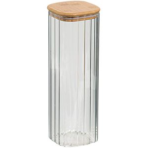 Pote de Vidro Quadrado Multiuso com Tampa de Bambu Marchand 2,3 Litro