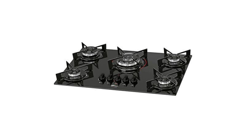 Fogão Cooktop Preto Fischer 5 Bocas Fit Line - Zaffari