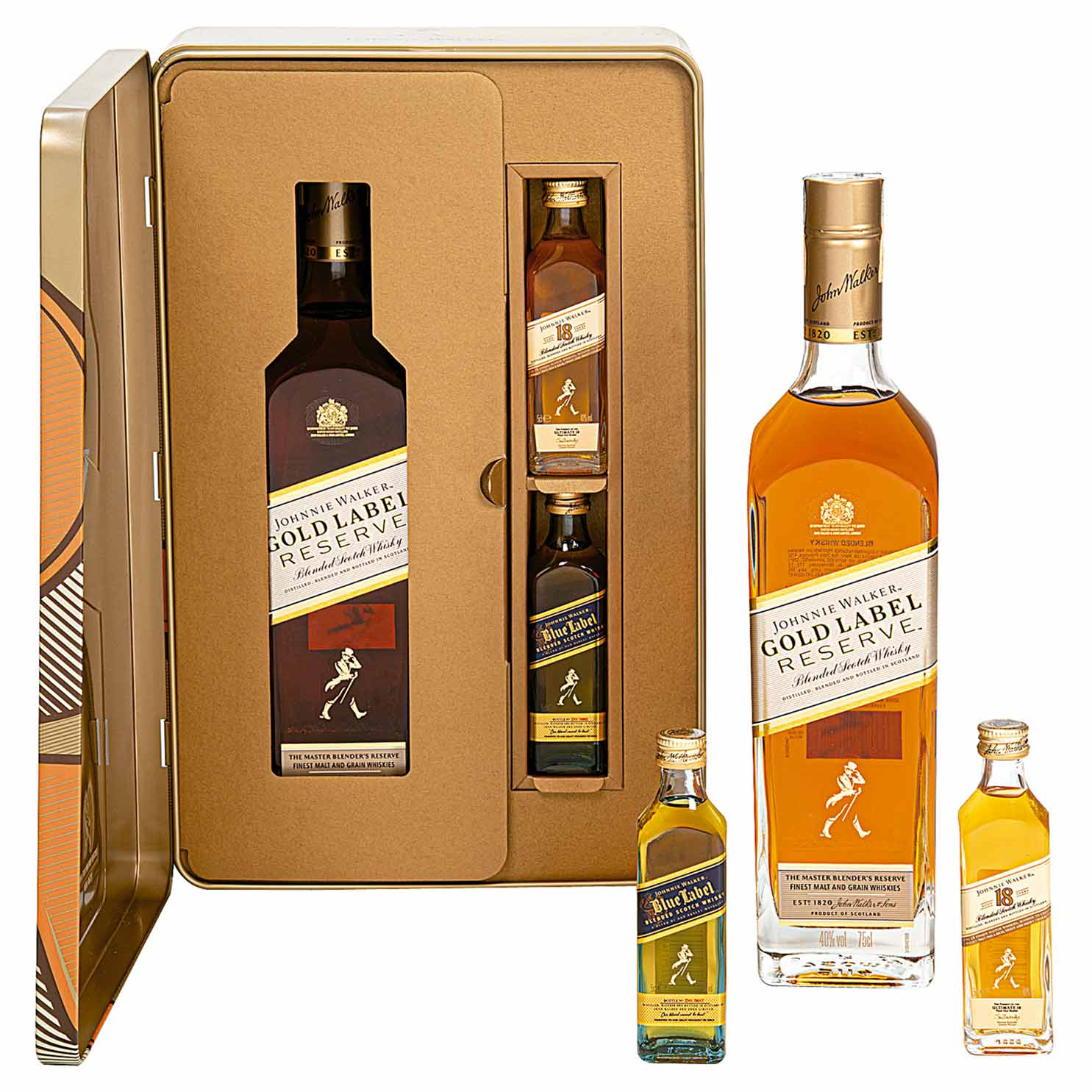 Whisky Johnnie Walker Gold Label 750ml com 2 Miniaturas - Zaffari