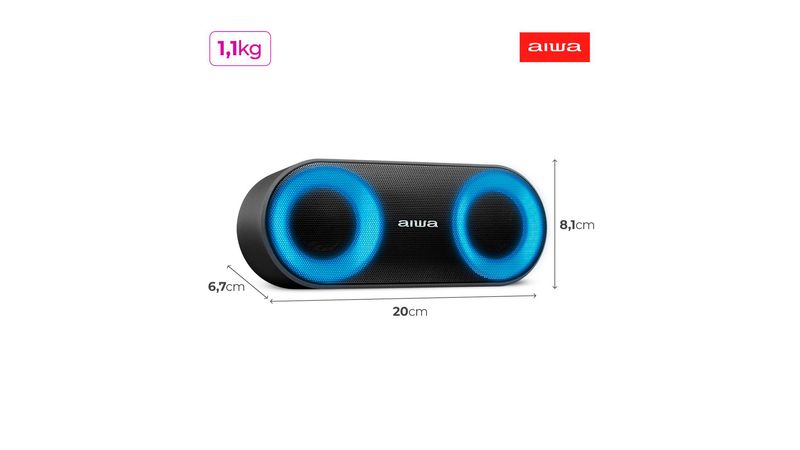 Caixa de Som Preta Bluetooth Mini Speaker Aiwa AWS-SP-01 - Zaffari