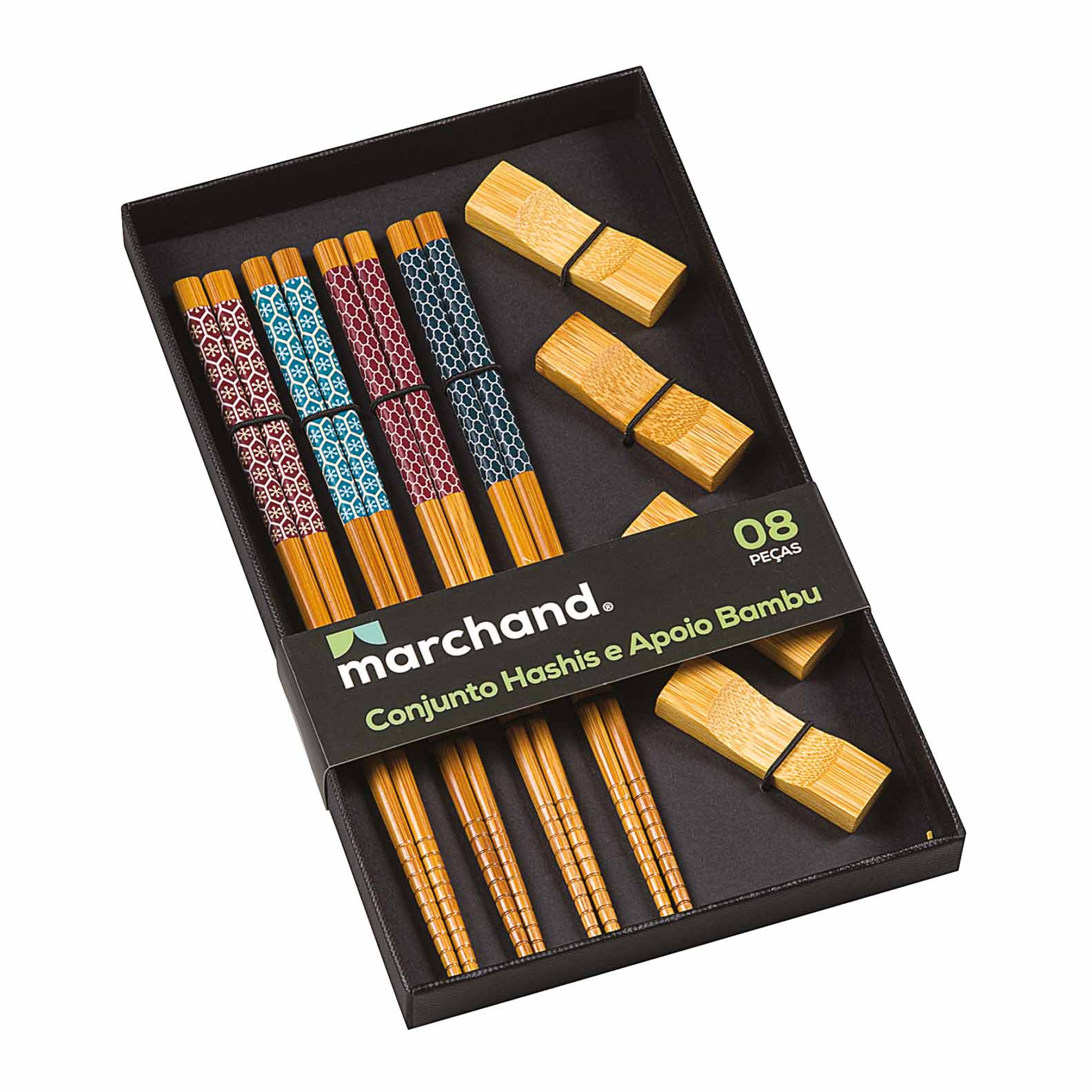 Kit Hashi com Apoio em Bambu Marchand 8 Peças - Zaffari