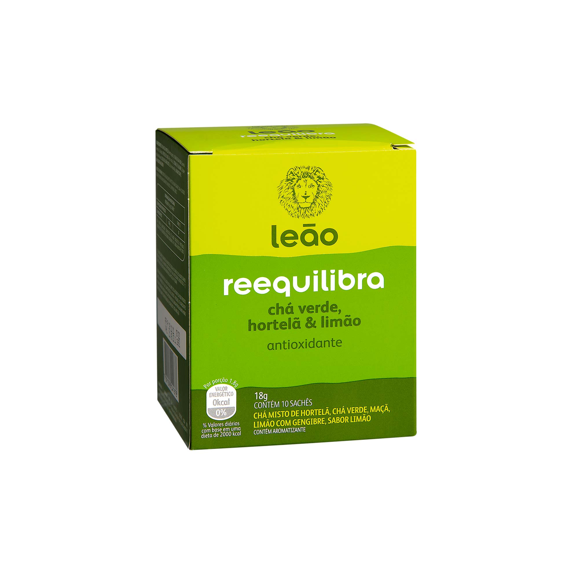 Chá Verde Hortelã &amp; Limão Reequilibra Antioxidante Leão 10 sachês